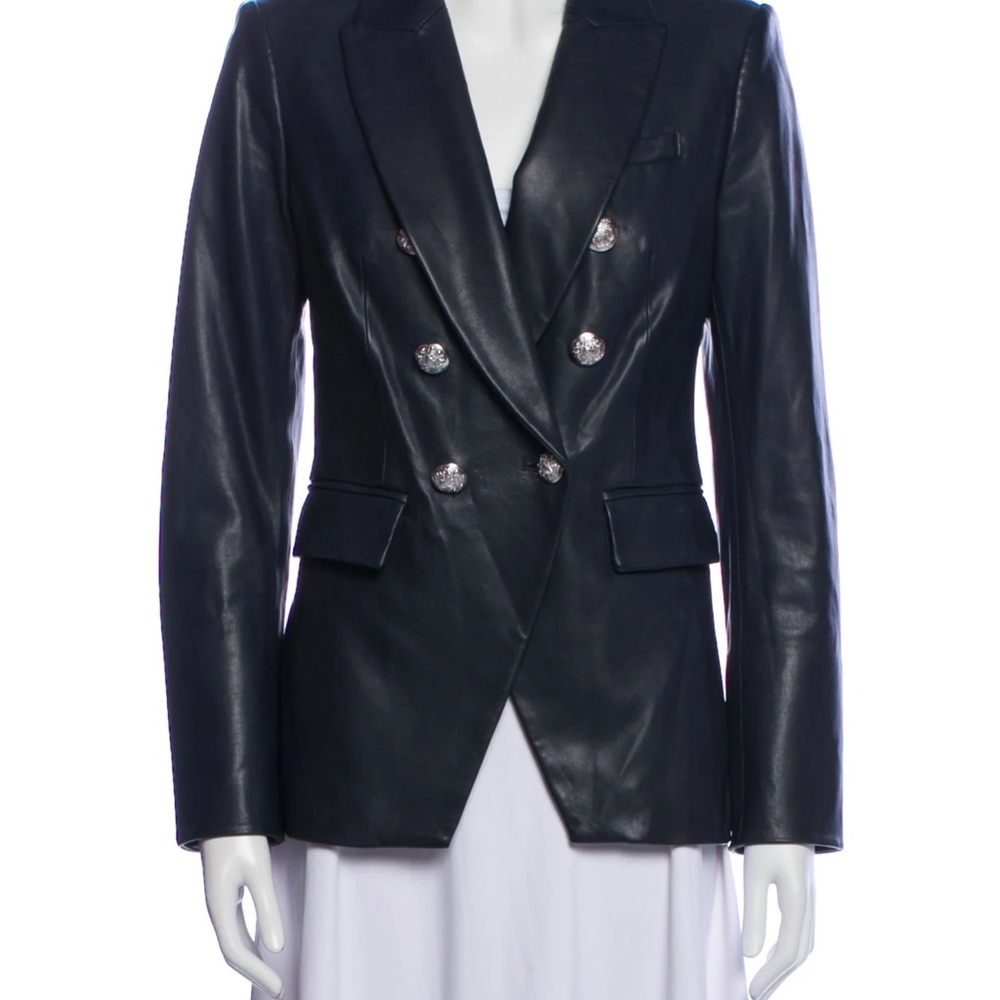 VERONICA BEARD Miller Leather Dickey Jacket in Navy NWT. Size 2.